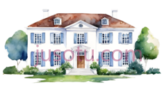 房屋,水彩画,白色,棕色,绿色PNG