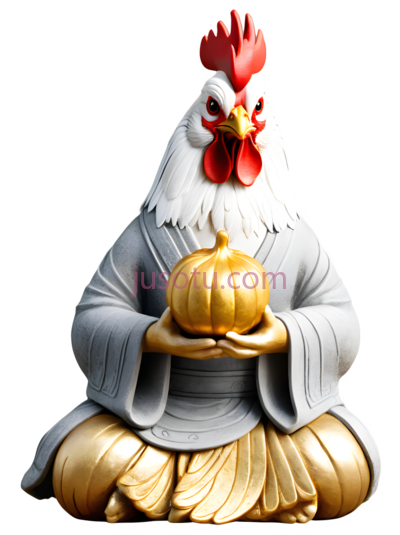 公鸡,雕塑,白色,金色,红色, PNG