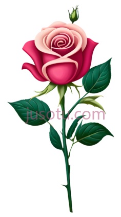 玫瑰,插画,粉色,白色PNG