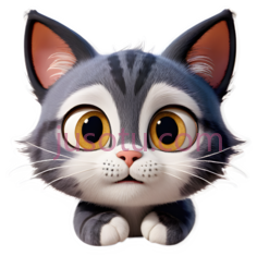 卡通猫,可爱,灰色,白色,橙色PNG