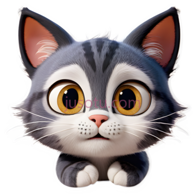 卡通猫,可爱,灰色,白色,橙色, PNG