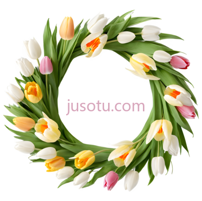 春季花环,鲜花,郁金香, PNG