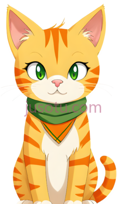 猫,卡通,黄色,白色相间的虎斑纹PNG