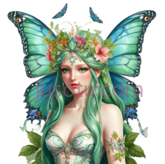 精灵,幻想,绿色, 蓝色, 粉色PNG