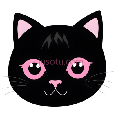 猫,卡通,黑色,粉色, PNG