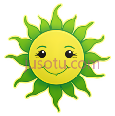 太阳,卡通,黄色,绿色PNG