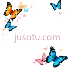 蝴蝶,卡通,橙色,蓝色,粉色PNG