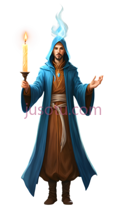 魔法师,神秘,蓝色斗篷,橙色内衬PNG