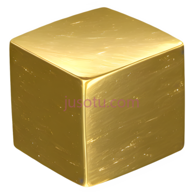 立方体,金属,金色, PNG