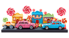 糖果店,汽车,棒棒糖,卡通,白色,红色PNG