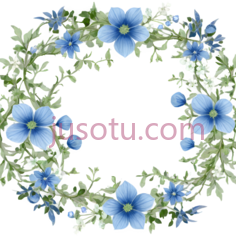 花环,插画,蓝色,绿色PNG