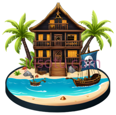 海滩,椰树海滩,海盗宝藏PNG