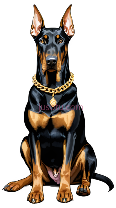 杜宾犬,插画,黑色,棕色, PNG