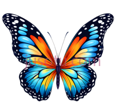 蝴蝶,卡通,蓝色,橙色,黄色PNG