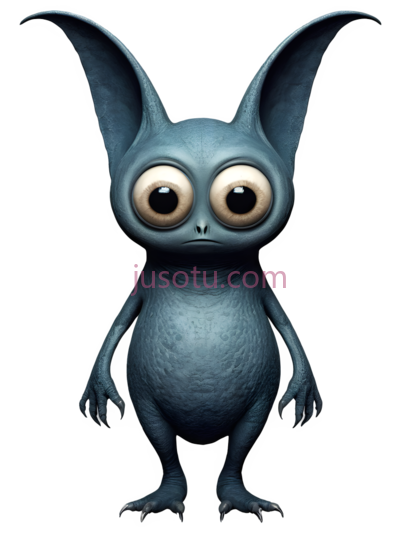卡通生物,3D动画,蓝色, PNG