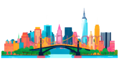 城市天际线,卡通,多彩PNG