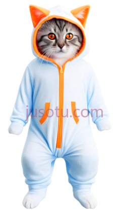 猫,穿着连体衣,浅蓝色PNG