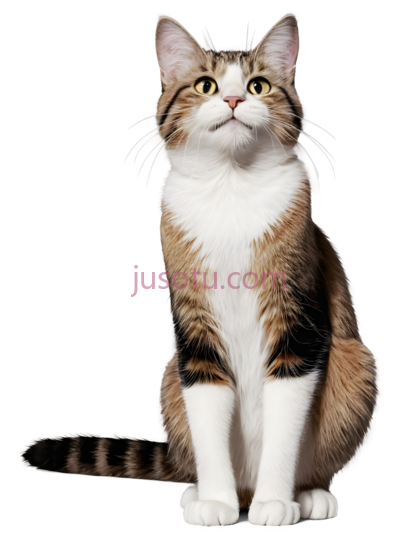 猫,坐姿,白色,棕色,黑色, PNG