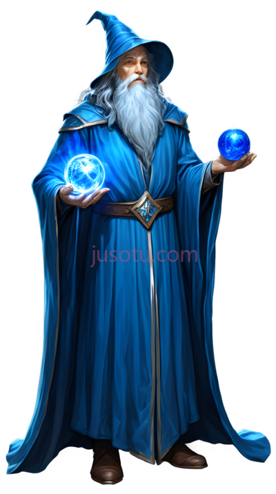 魔法师,奇幻,蓝色, PNG