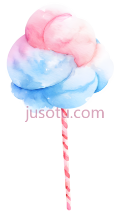 棉花糖,水彩画,粉色,蓝色PNG