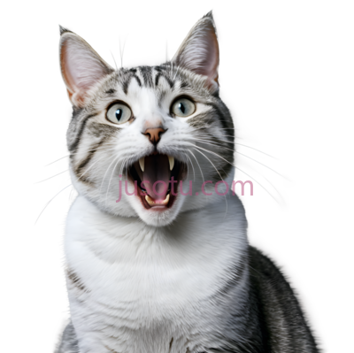 猫,惊讶,灰色,白色, PNG