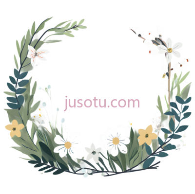 花环,插画,白色,黄色,绿色, PNG