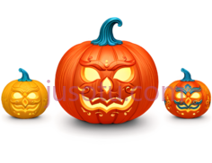 南瓜灯,雕刻,绿色PNG