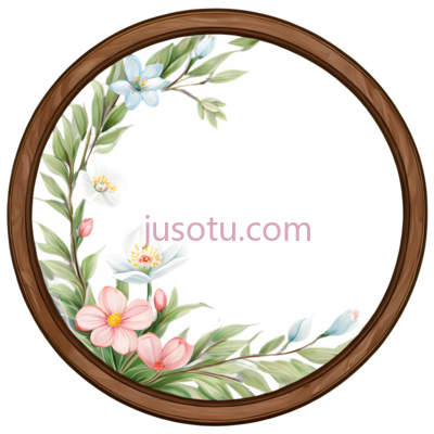 花环,手绘,白色,粉色,蓝色,绿色, PNG