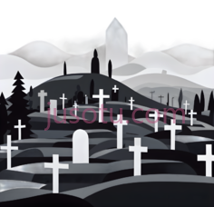 墓地,插画,黑色,灰色,白色PNG