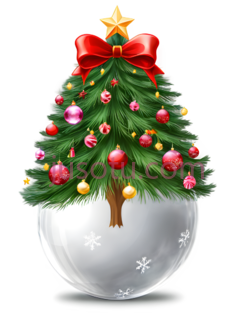 圣诞树,装饰性,绿色, 红色, 黄色PNG