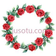 红玫瑰,花环, PNG