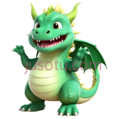 卡通龙,可爱,绿色PNG