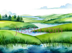 草地,水彩画,绿色PNG
