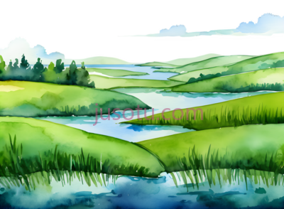 草地,水彩画,绿色, PNG