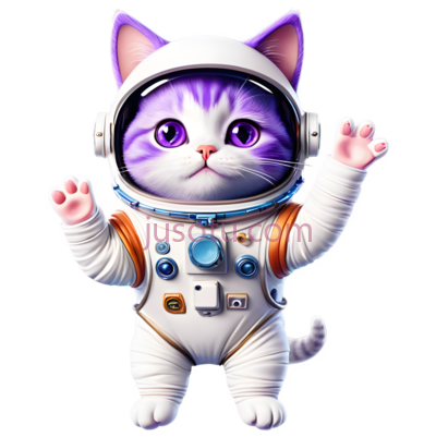 宇航员猫,卡通,白色, 紫色, PNG