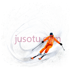 滑雪者,卡通,橙色PNG