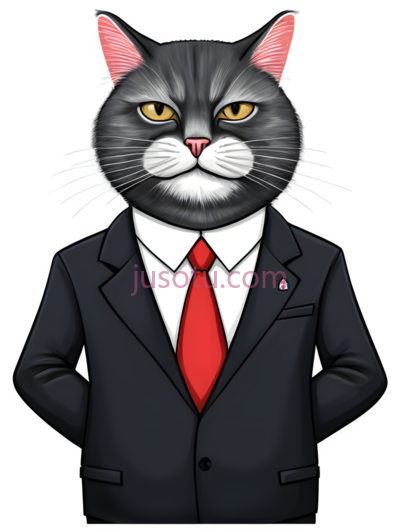 猫,商务,灰色, 黑色, 红色, PNG