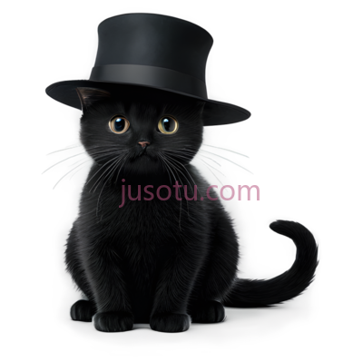 猫,戴礼帽,黑色, PNG