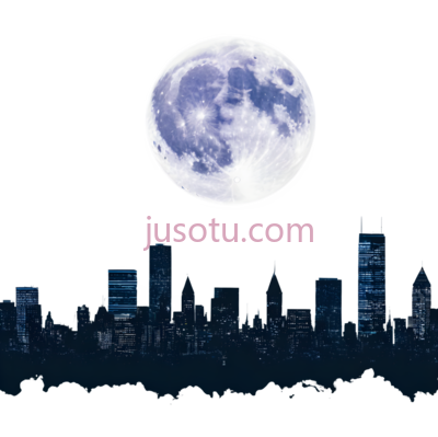 月亮,夜景,城市天际线, PNG