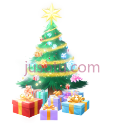 圣诞树,装饰有彩灯,礼物,绿色PNG