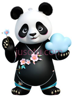 熊猫,卡通,黑白PNG