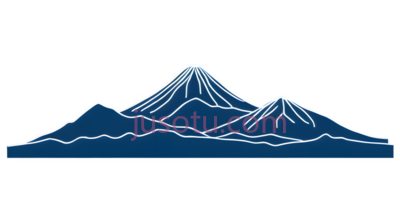 富士山,线条勾勒,蓝色, PNG