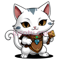 卡通猫,可爱,白色带灰色斑纹PNG