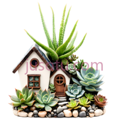多肉植物,花园,小屋PNG