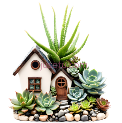 多肉植物,花园,小屋, PNG