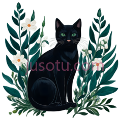 黑猫,插画,黑色PNG