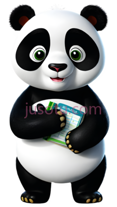 熊猫,卡通,黑白PNG