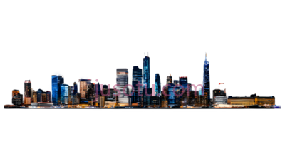 城市天际线,夜景, PNG