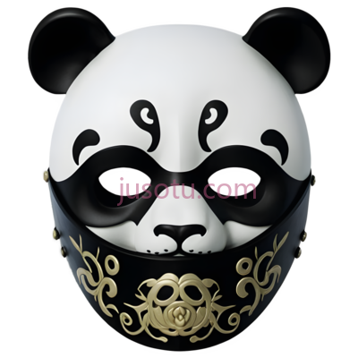 熊猫,面具,半脸,可爱, PNG