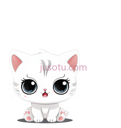 小猫,可爱卡通,白色, PNG